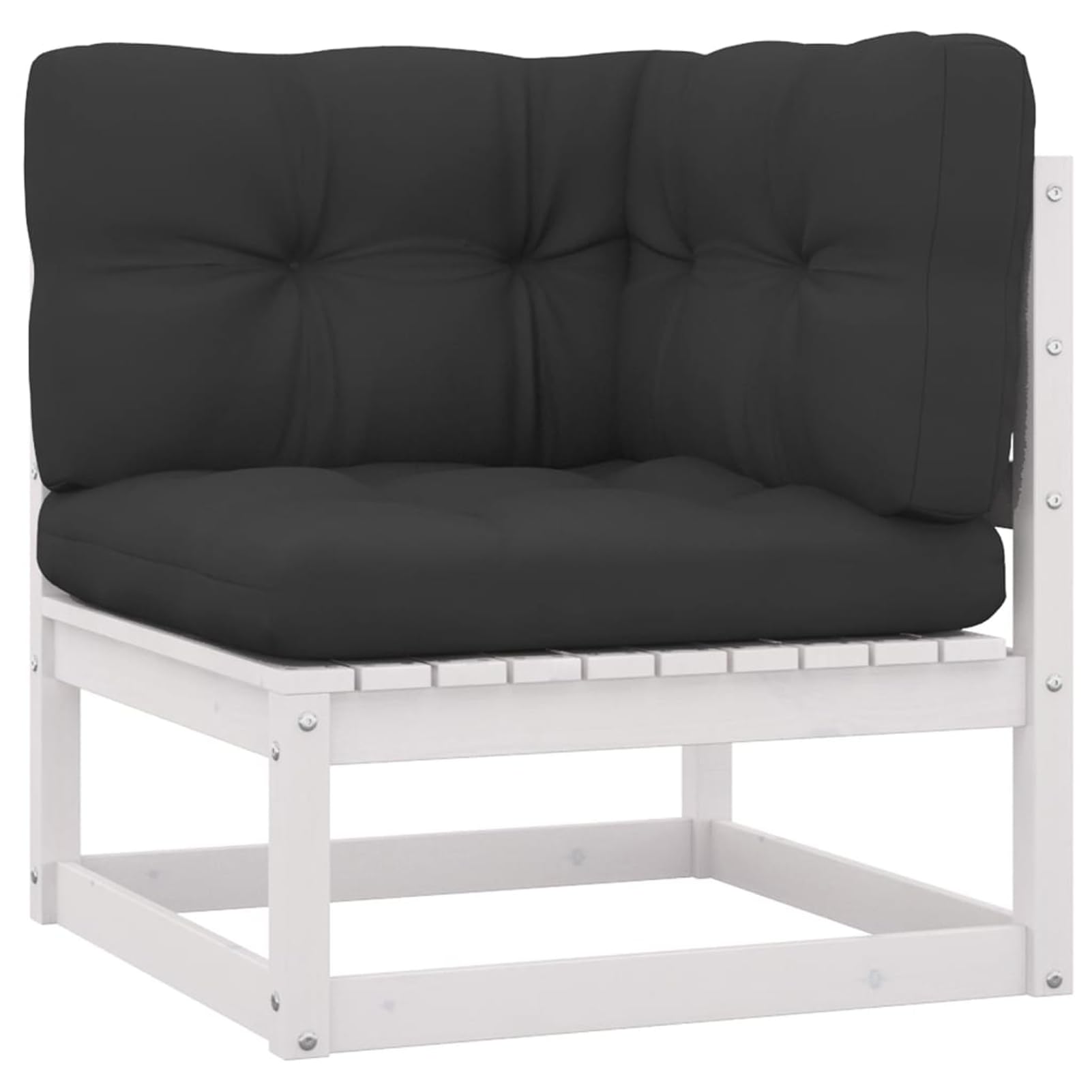 Homgoday Muebles de jardín 4 Piezas con Cojines de Madera de Pino Maciza Conjunto de Jardin Exterior mobiliario Jardin para jardín, terraza, Exterior Cojín Incluido Blanco