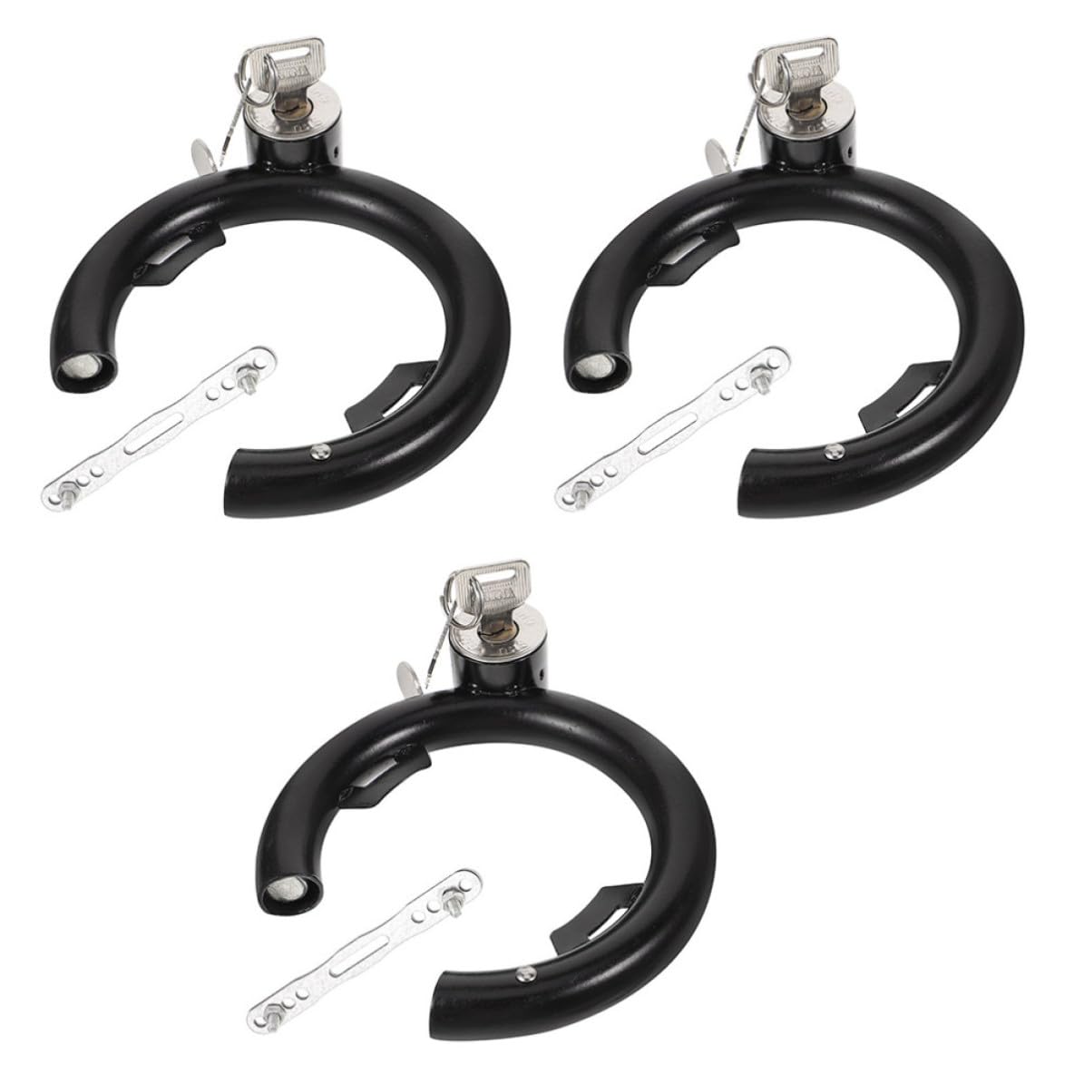 GLEAVI 3 Set Lucchetto Antifurto per Bici, Blocca Bici Rotondo in Acciaio Inossidabile Nero, Resistente All'usura, per Scooter e Moto, Sicurezza per Ciclismo