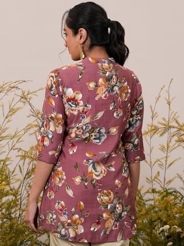Image of Libas Womens Printed Silk Blend A Line Kurti for Women Suit
