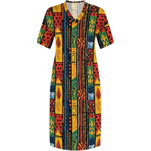 Image of SUZONANA Plus Size Dresses for Curvy Women African Print American Dress Summer Outfits Casual Loose with Pocket