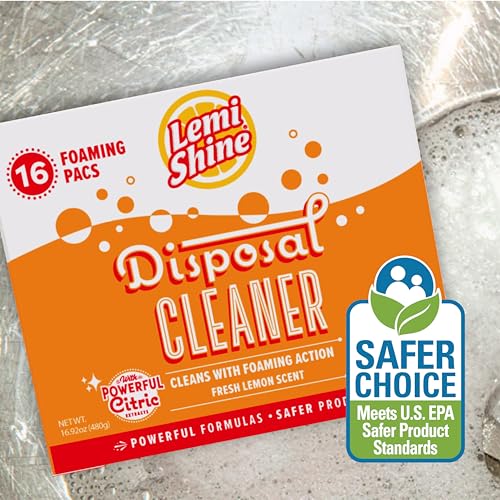 Image of Lemi Shine Foaming Garbage Disposal Cleaner and Deodorizer - Citric Acid Cleaning Powder - Fresh Lemon Scent - 16.92 oz (16 Pack)