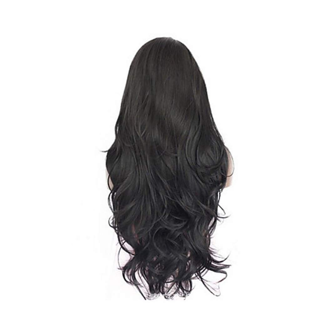 Greenmirr Black Lace Front Wig Long Wavy 13X4 Lace with Side Partition Wall Heat Resistance Synthetic Hair 26in - Image 3