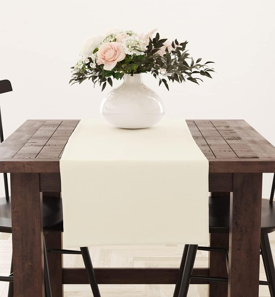 Miniatura 2 de Camino de mesa de comedor blanco  14 x 72 pulgadas de algodón liso para mesa de comedor, fiesta, restaurante, boda, decoración de Navidad