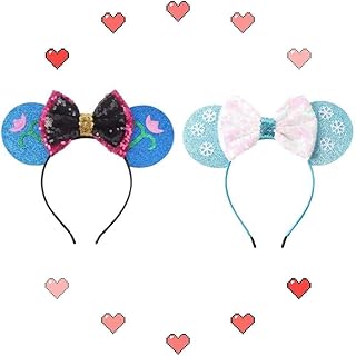 CLGIFT Frozen Inspired Minnie Mouse Ears Headband, Elsa Minnie Ears (Both)