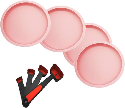 4 moldes redondos de silicona de 6 pulgadas para hornear pasteles, juego de moldes redondos de capa de pastel, molde de silicona antiadherente para