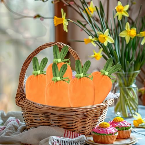 Bolsas de caramelo de Pascua - 10 piezas bolsillos festivos durante las fiestas de primavera,Bolsas con cordón en forma de zanahoria para Pascua | para golosinas joyas regalo fiesta relleno