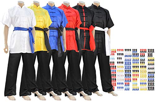 Tenue Chang Quan en satin de qualité supérieure ShenLong blanc bleu 1m80