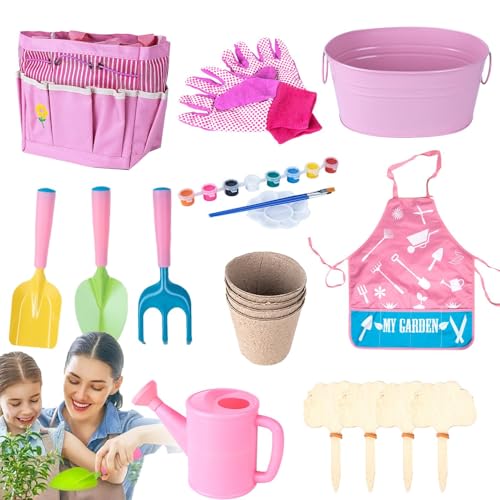 Regadera para niños, juego de pala para niños, herramientas de jardinería para jardineros jóvenes, herramientas de jardín al aire libre para niños, juego de herramientas de jardín para niños,