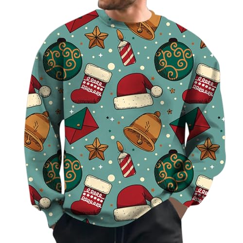 Oversize Weihnachtspullover Herren Langarm- Winter Weihnachtspulli...