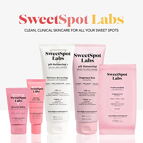 Image of SweetSpot Labs pH Balanced Wash for Sensitive Skin, Sulfate Free, Clean, Gynecologist Tested & Approved, Unscented Body Wash, 8 oz (Pack of 3)