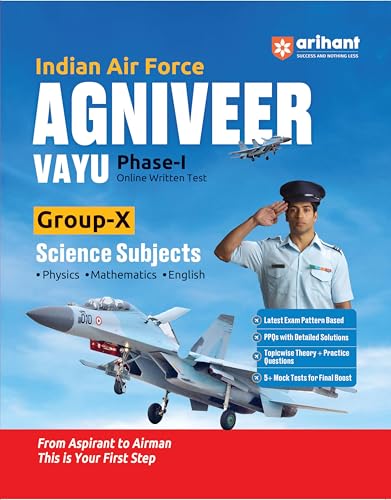 Image of Arihant Indian Air Force Agniveer Vayu (Phase 1) Online Exam 2026 | Group X Science (Physics, Mathematics, English) | Previous Year Papers, Topicwise Theory & 5+ Mock Tests