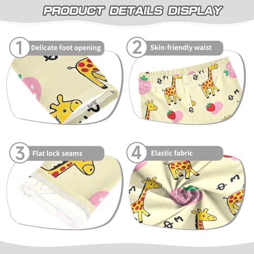 ALAZA Girls' Leggings Children's Yoga Pants Skinny Printed Dance Strawberry Giraffes Comfortable 4T2