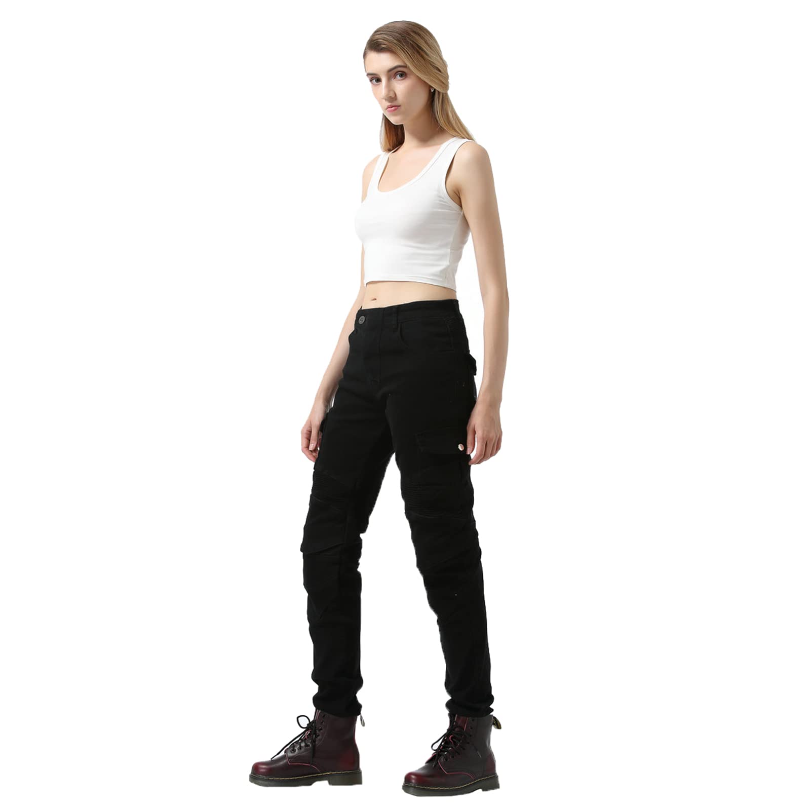 Damen Motorradhose, Motorrad Jeans Biker Trousers, Sportliche Motorrad Hose Fahrrad Riding Schutzhose, Mit Protektoren Motorradhose