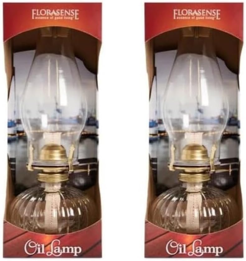 Florasense 9.5 Inch Glass Oil Lamp, Vintage Hurricane