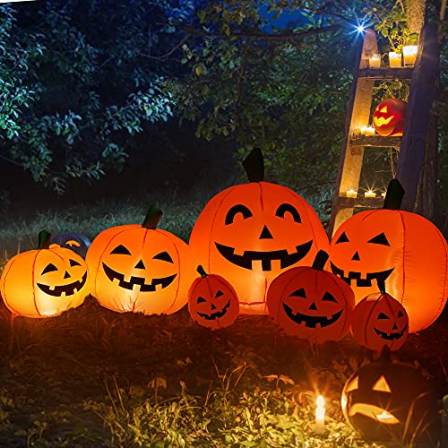 7.5Ft Halloween Inflatables Decorations Pumpkin, Inflatables Outdoor Decorations Inflatable Pumpkin, Halloween Decorations Blow Ups Pumpkin For Party,Yard, Garden(Cold White,4 Built-In Led Lights) #TOP26