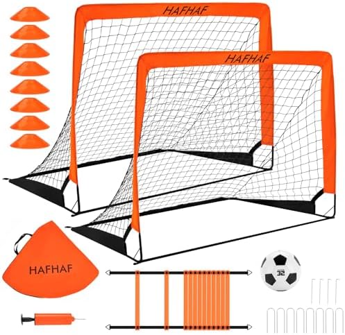 HAFHAF Soccer Goals, 4×3 ft Portable Kid Soccer Go… HAFHAF Soccer Goals, 4×3 ft Portable Kid Soccer Go…