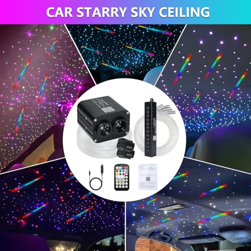 Image of Starlight Headliner Kit,Twinkle + Music Sync Dual Color Fiber Optic Star Ceiling Lights with APP Remote Control, RGBW Shooting Star Lights for Car /Home Ceiling Decor, 1000pcs 9.8ft