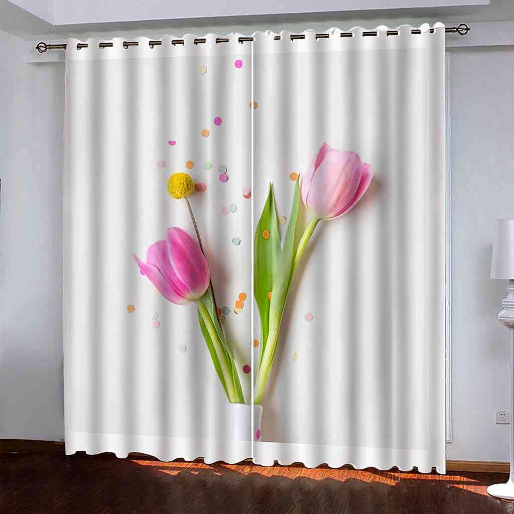 Rideaux tulipes roses pour bloquer la lumière et le bruit de la rue