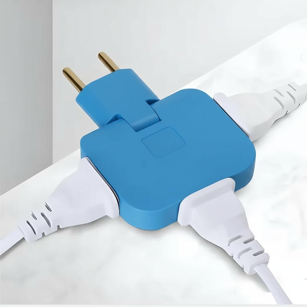 RYAV 3-in-1 Multi-Way Socket Adapter, 16A 250V Plug, Heat-Resistant ABS Plastic,180° Rotation, Foldable, Adjustable Wall Plug Socket with Indian and European and American Compatibility-image-32