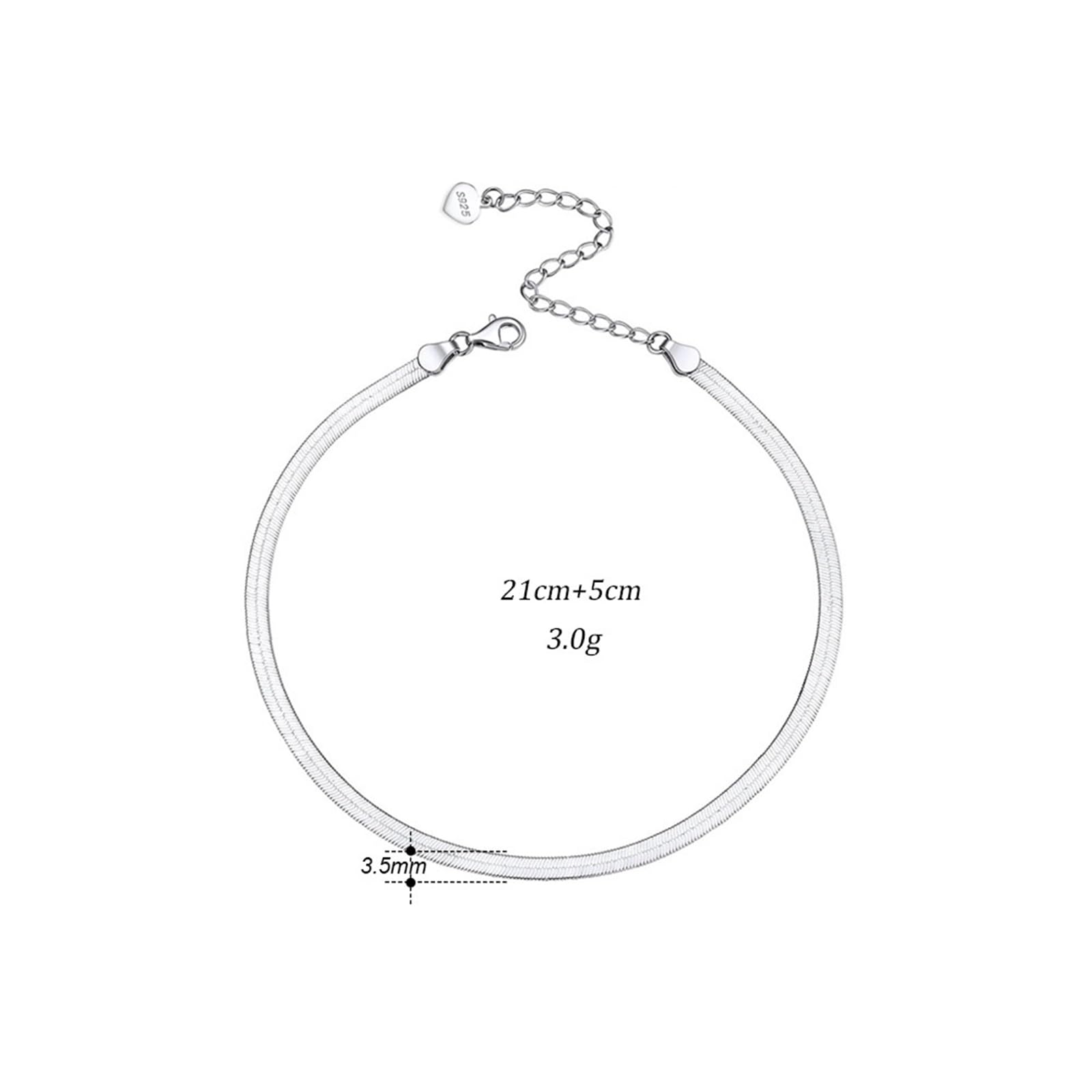 Cavigliera Donna Argento 925, Cavigliera Donna Estiva Serpente Piatta Larghezza 2.5MM Argento, Regolabile Fino a 26 cm - Bracciali alla Caviglia da Spiaggia Cavigliere per Donne