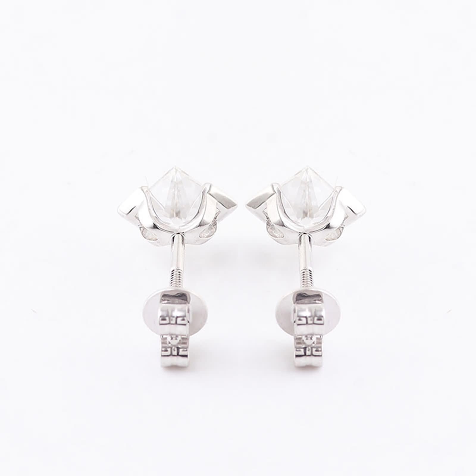 Ohrringe Damen 9K / 14K / 18 K Weißgold, Quadrat mit Moissanit, Frauen Ohrstecker Ohrringe Silber