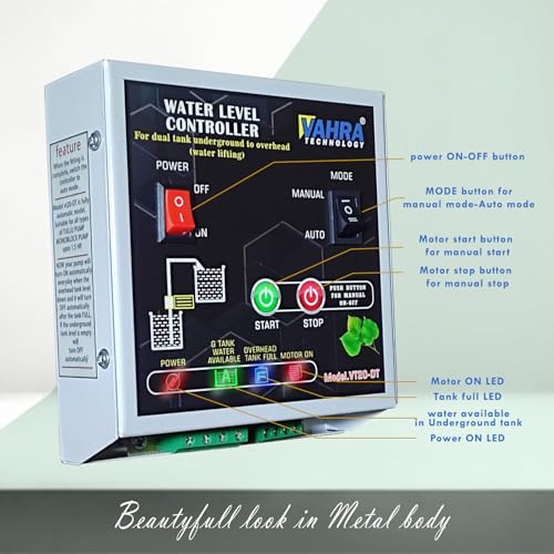 Image of Fully Automatic Dual Tank Water Level Controller Sensor (with Dry Run Protection) - 3 Carbon, 1 Magnetic Sensor