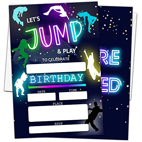 Invitaciones para fiesta de cumpleaños infantil en parque de trampolines con sobres ISOVF