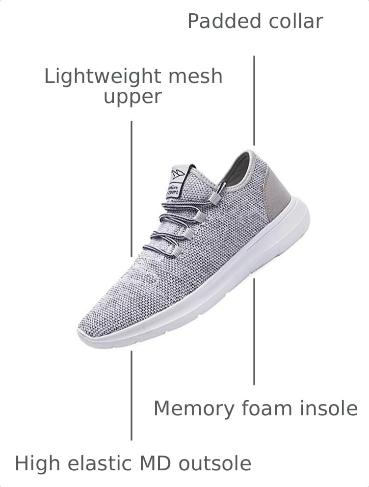 Image of KEEZMZ Men's Running Shoes Fashion Breathable Sneakers Mesh Soft Sole Casual Athletic Lightweight Gray-45