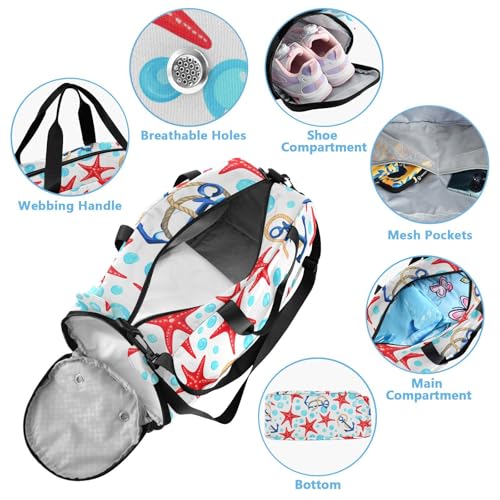 Bubble Marine White Kids Travel Duffel Bag for Boys Girls Overnight Weekend Tote Bag with Shoes Compartment for Dance Gym Sports4