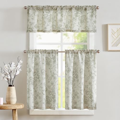 jinchan Floral Tier and Valance Set