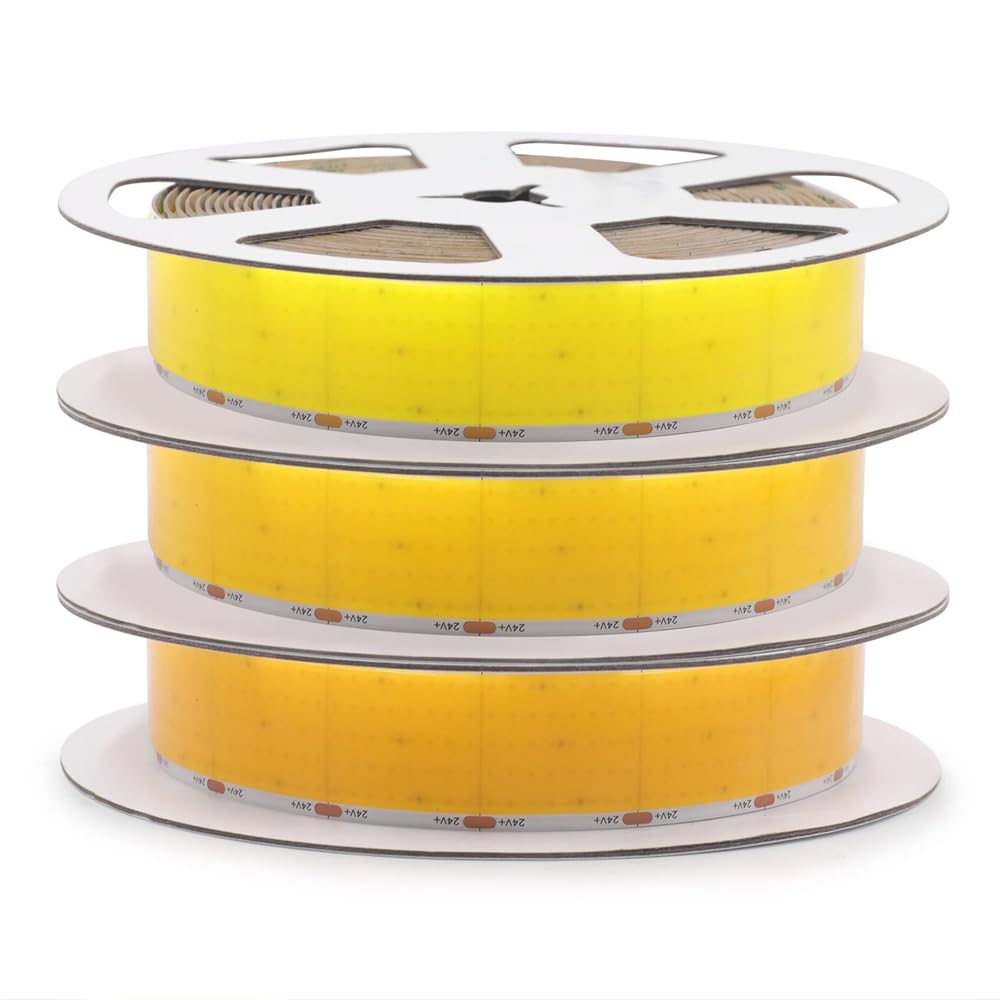 Taśma LED COB biała 6000 K 1600 LED/m, 5 rzędów elastycznych diod LED, 4300 lumenów/m, szerokość 30 mm, płytka drukowana DC24 V, samoprzylepna, do przemysłowych, komercyjnych taśm LED (biała