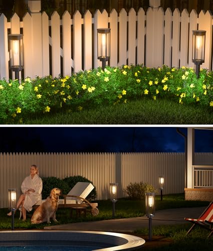 Image of NEWMESSI Solar Pathway Lights Outdoor, IP65 Waterproof Solar Garden Lights for Outside Lighting, Yard Path Lawn Walkway Driveway Landscape (Round Warm White, 8 Pack)