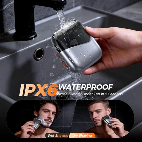 Image of Electric Foil Shavers for Men- New Version Mini Electric Razor with 3D Floating Heads & Precision Blades, Portable Cordless Electric Shaver IPX7 Waterproof, LED Display & Fast Charge