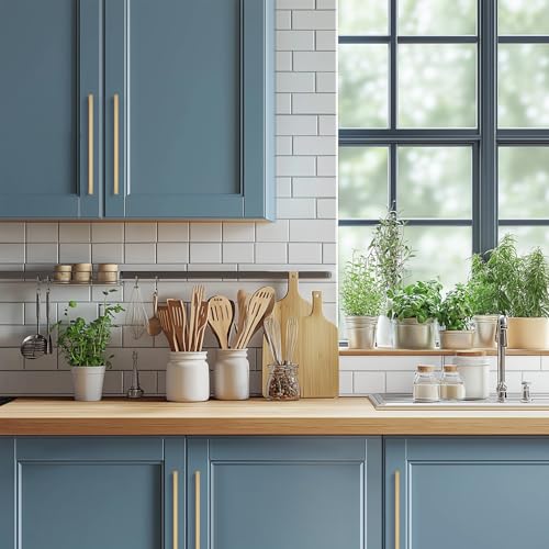 Image of Ravinte Champagne Bronze Kitchen Square Cabinet Handles 10 Inch 20 Pack | Modern Slim Style, Solid Zinc, Square Design, Screws Included, Easy Installation, for Kitchen Drawers & Cupboards