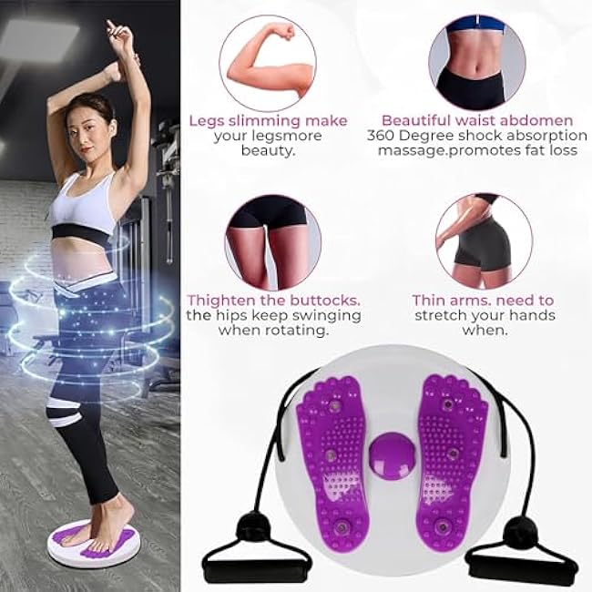 Ab Twist Waist Disc Board,1 PCS Upgraded Adjustable Waist Trainer Twisting Disc with Handles and 1 PCS Leather Tape Measure Multi-function Home Fitness Foot Massage