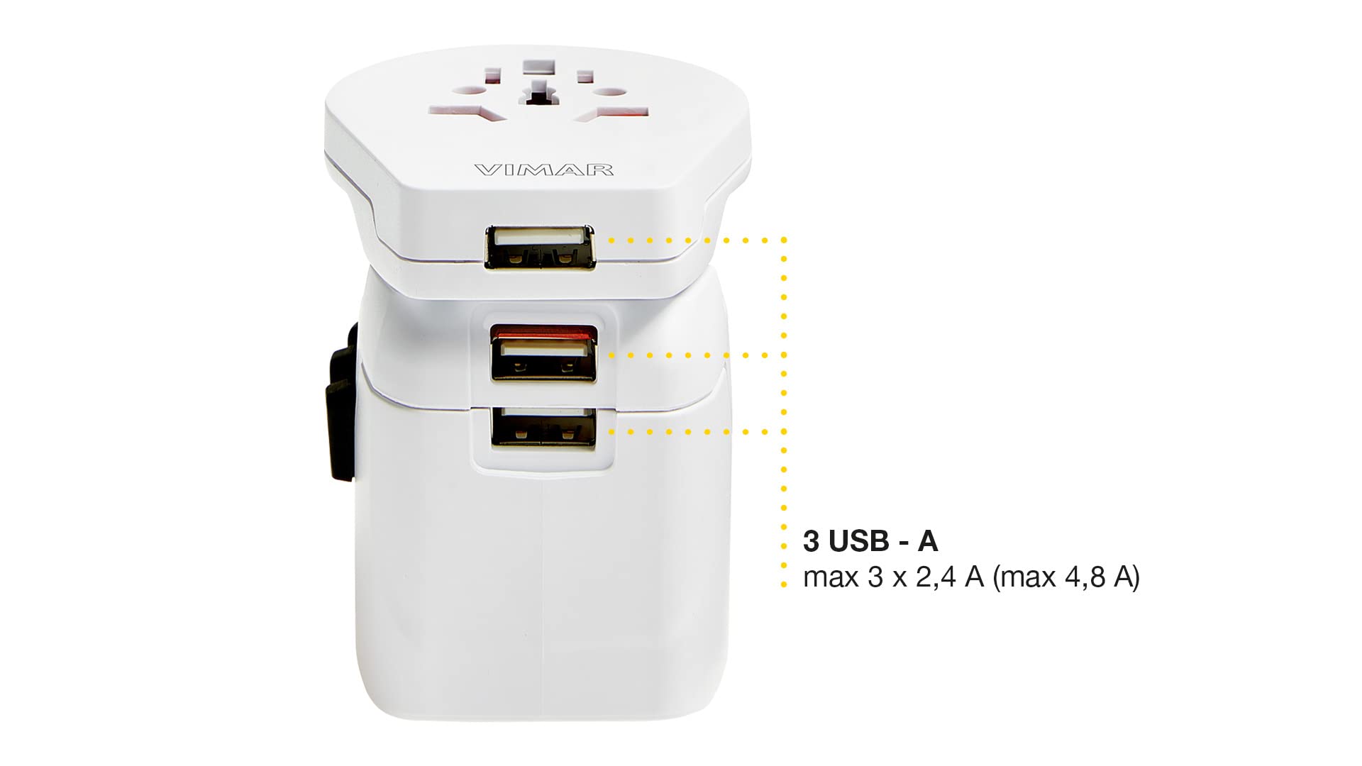 Vimar 0A32303B Universal-Reise-Adapter+USB weiß