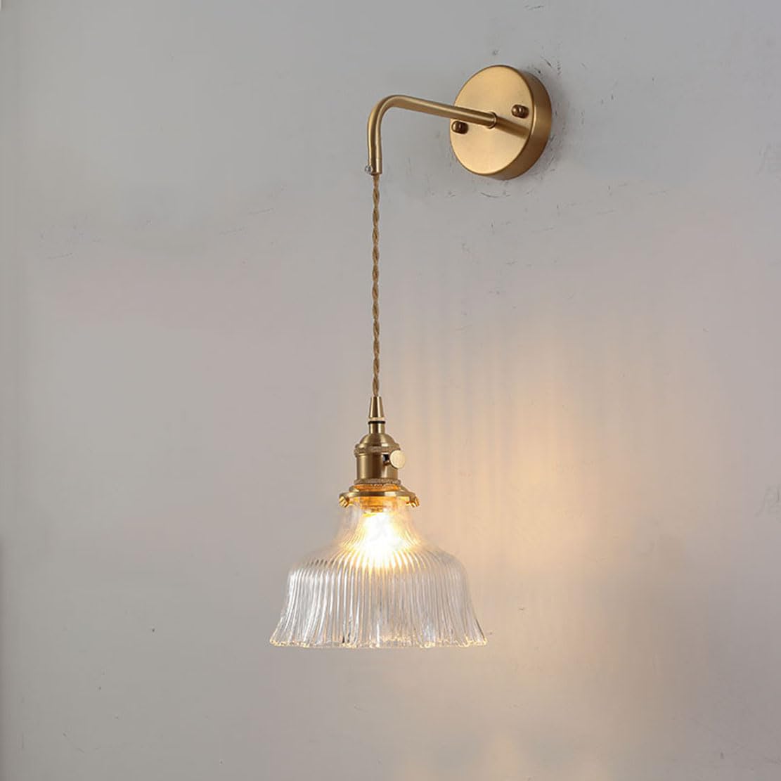 Huayusedf O Retr Wall Sconce With Glass Lampshade Living Room Brass Lights Bedroom Nordic Lamp Lighting Fixtures (O)(O)