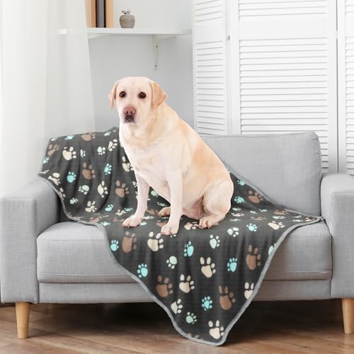 Tegeme 12 Pcs Pet Blankets Soft Fluffy Fleece Dog Cat Warm Paw Print Pattern Blankets Flannel Throw for Pets Dog Puppy Cat(41 x 30 Inch,Gray) - Image 8