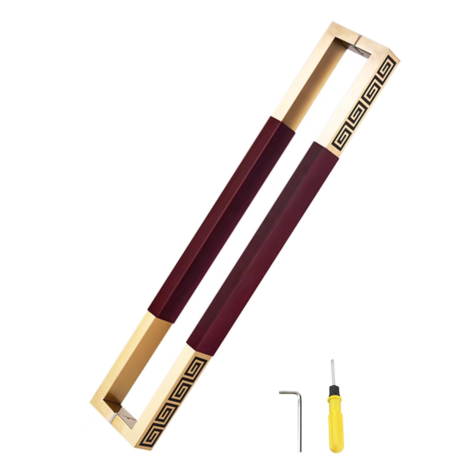 Wdsopk Burgundy Push Pull Door Handle Set - 180Cm Wood & Stainless Steel Sliding Barn Door Accessories, Decorative Knob For Shower, Patio, Garage & Front Doors