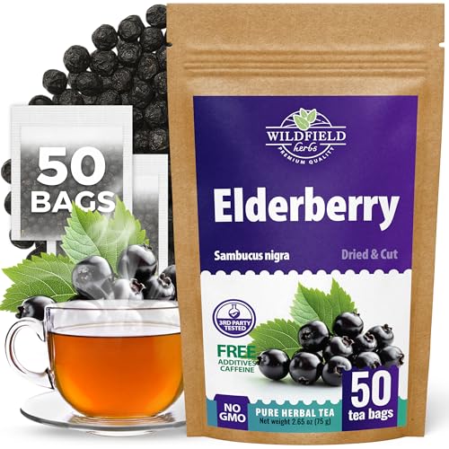 Image of 50 Bags Elderberry Fruit Herbal Tea (Sambucus) - 50 Tea Bags 1.5g Elderberry Berry Tea Sauco