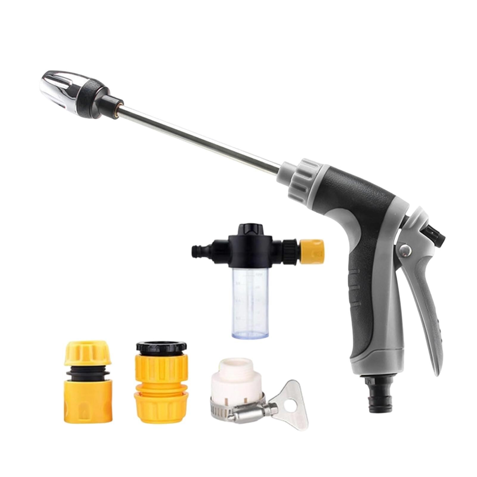 Lkvent Gray Multi Function Pressure Washer Heavy Duty Garden Hose Nozzle With 360° Rotating Nozzle, For Patio Cleaning(,E)