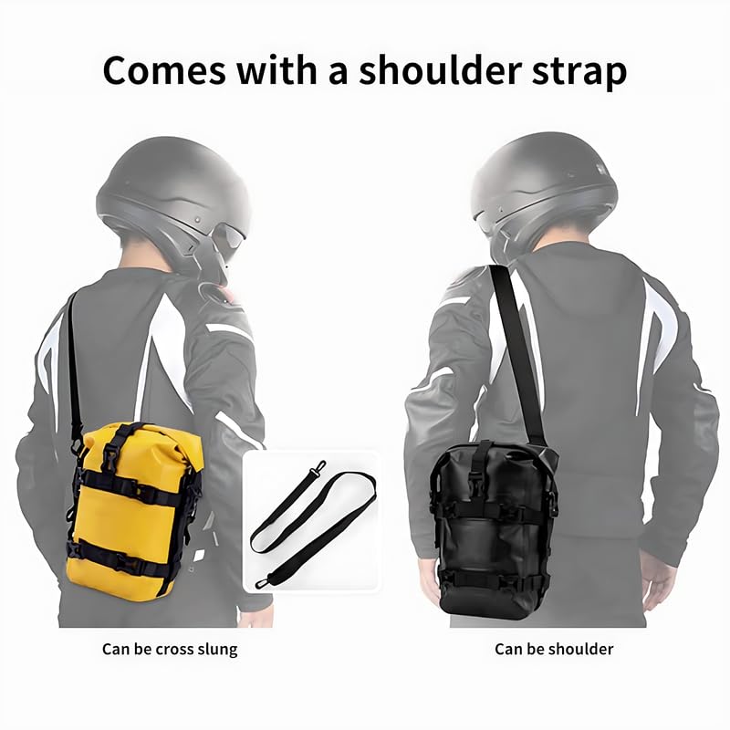 Image of 8L Waterproof Motorcycle Tail Bag - Compact Rear Luggage for Travel, Touring and Racing - Rear Seat Luggage with Buckle Straps, Roll-Top Closure, and Weather Protection (1Pcs)