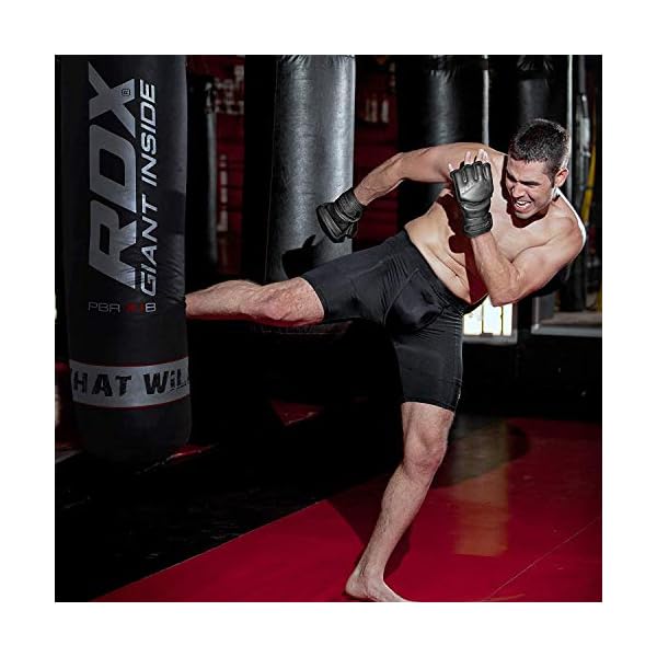 RDX-MMA-Gloves-Noir-Maya-Hide-Leather-Ventilated-Open-D-Cut-Palm-Padded-Grappling-Sparring-Mitts-Cage-Fighting-Kickboxing-Mixed-Martial-Arts-Muay-Thai-Training-Punching-Bag-Pads-Workout-Black RDX MMA Gloves Noir, Maya Hide Leather, Ventilated Open D-Cut Palm, Padded Grappling Sparring Mitts, Cage Fighting Kickboxing Mixed Martial Arts Muay Thai Training, Punching Bag Pads Workout, Black