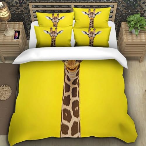 Parure de lit ginkgo housse de couette bleu microfibre 200x200cm