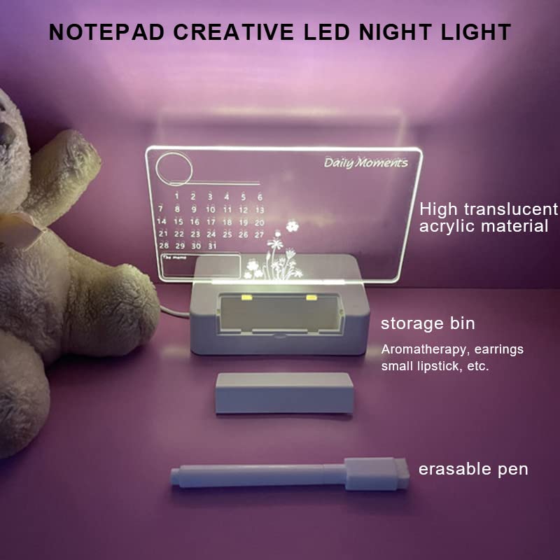 Night Lights Note Board Creative Led Night Light USB Message Board Holiday Light with Pen Gift for Children Girlfriend Decoration Night Lamp (Emitting Color : Blank Board-1 Pen) (C)