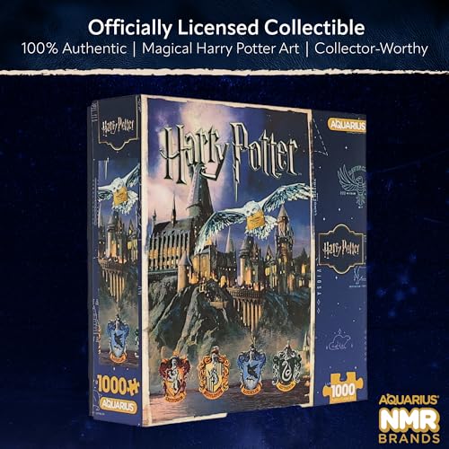 Puzzle de 1000 piezas AQUARIUS Harry Potter Hogwarts – Caja de colección Oficialmente licenciada Mundo Mágico Castillo y escudos de casas 20"x28" Regalo para fans miniatura 6
