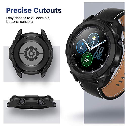 Goton 3 in 1 Accessories for Samsung Galaxy Watch 3 41mm, 1 Rugged TPU Armor Bumper Case +2 Tempered Glass Screen Protector Films + 1 Bezel Ring for Galaxy Watch 3 41mm(Black,41mm) - Thumbnail 4