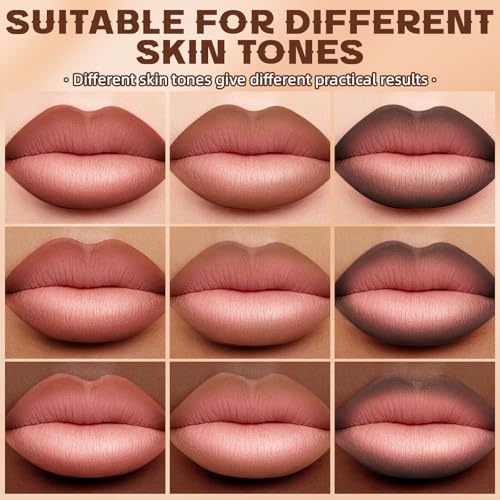 HOSAILY 3 Colors 2 in 1 Lip Liner Set, Matte Nude Dark Brown Red Lip Liner Lipstick Plumping Smooth Creamy Lip Combo, High Pigmented Long lasting Light Brown Ombre Lips Stain Pencil Effect Makeup 78g