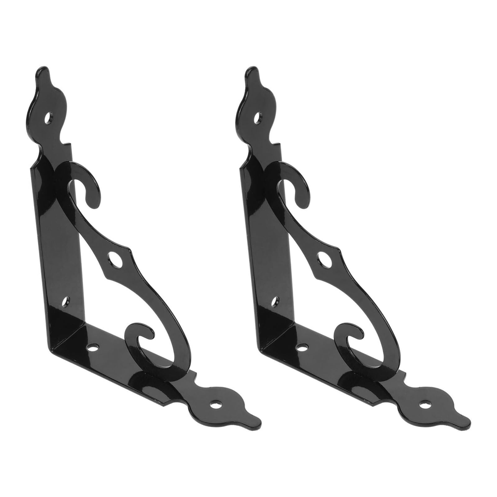 Juaksqzyi Black 2Pcs Decorative Shelf Brackets Wall Mounted Floating Shelf Bracket Easy To Install For Home Office Diy(Black)