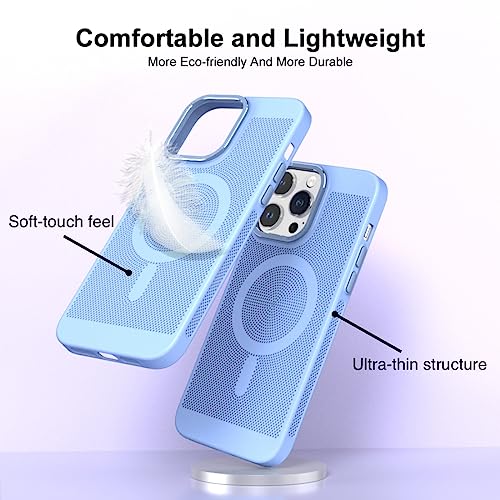Image of Mesh Series PC Protective Case For iPhone 14 /13 (6.1-Inch), Ultra Thin Structure, Metal Buttons And Camera Ring, Full Body Protection With Magsafe Compatibility (Sky Blue)